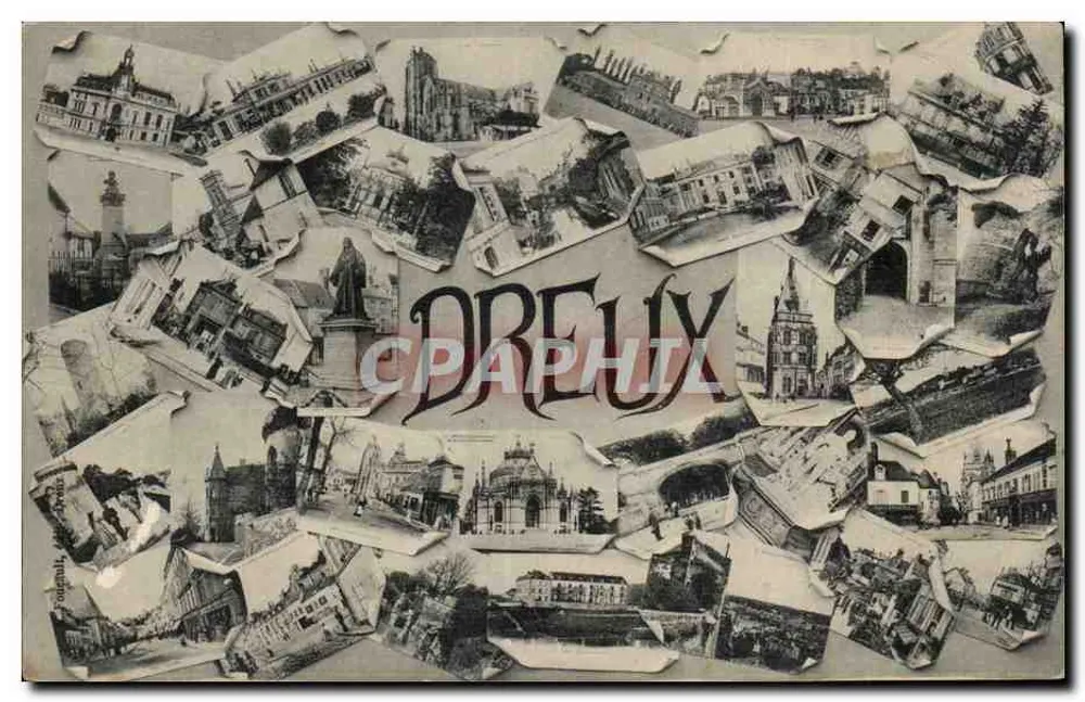 Dreux — collage de vistas locais — editor anônimo, número de série não visível - Frente