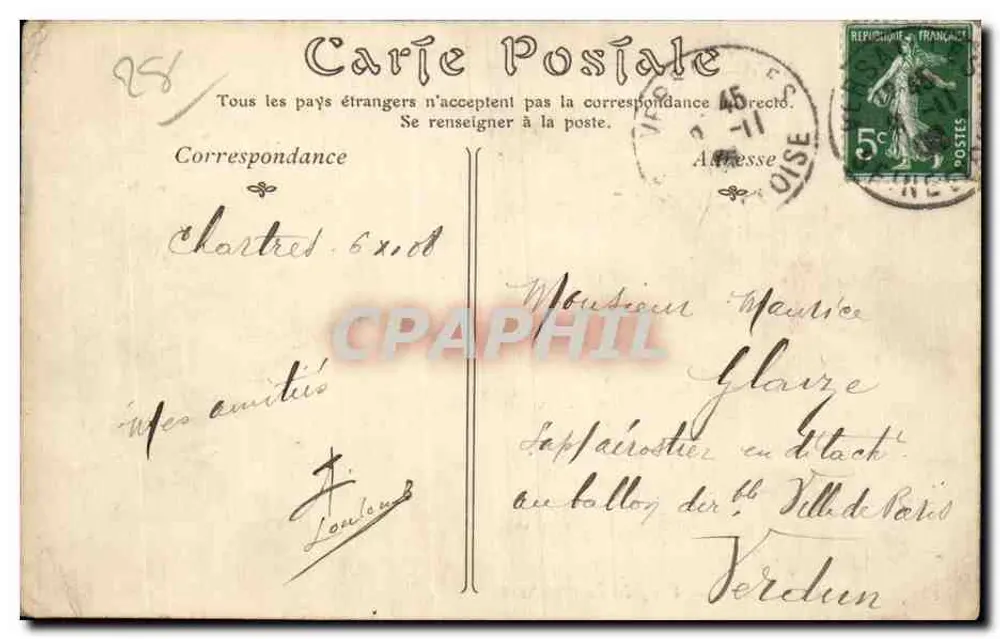 Chartres — Ansicht vom Pont-Neuf — unbekannter Verlag, Nr. 18 - Rückseite