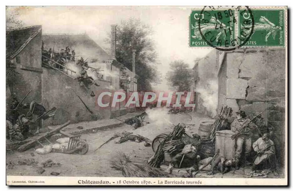 Châteaudun — 18. Oktober 1870 — Die umgekehrte Barrikade — Léremontal, Châtain-don - Vorderseite