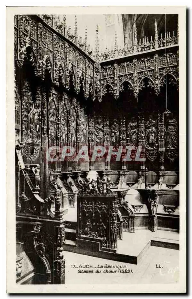 Auch - A Basílica. Stalles do coro (1529) — LL. Cap - Frente