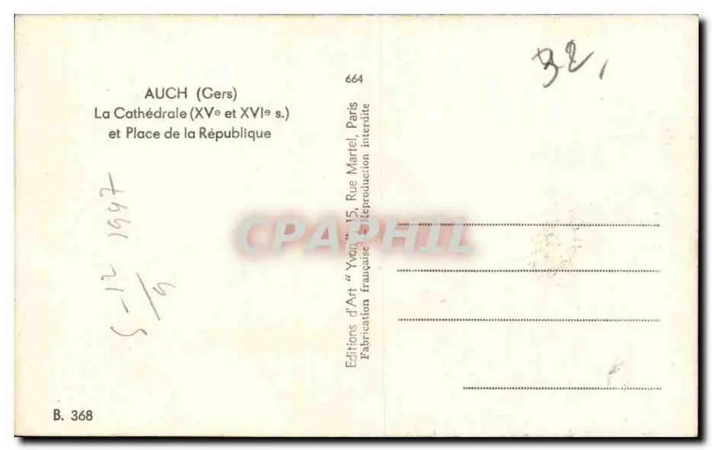 Auch (Gers) — Die Kathedrale (15. und 16. Jahrhundert) und Place de la République — Éditions d'Art 'Yvan' Paris - Rückseite