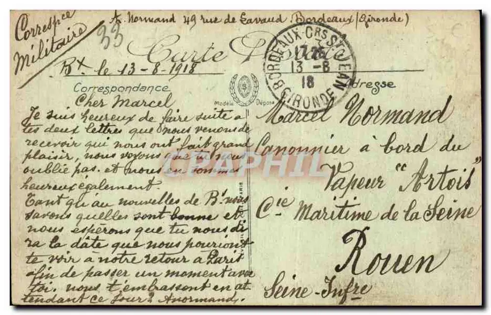 Bordeaux — Cours de l'Intendance — Edição do Grand Bazar, n° 160 - Verso
