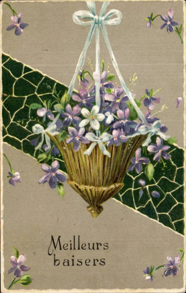 Violetas — Melhores beijos — Carta postal universal - Frente