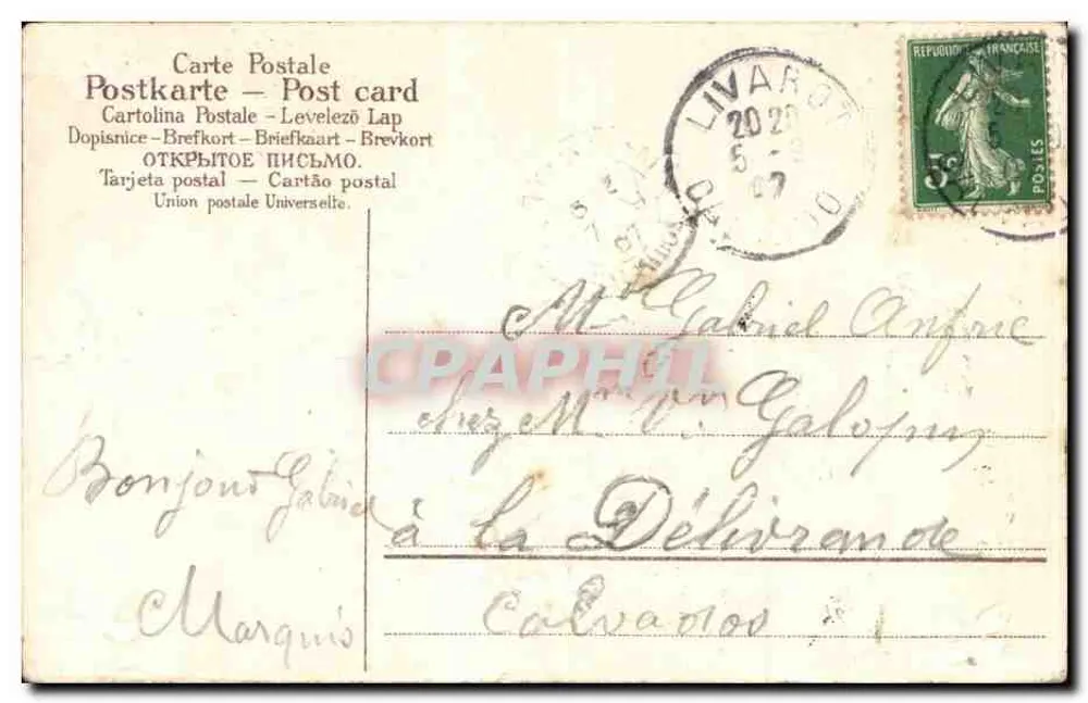 Violetas — Melhores beijos — Carta postal universal - Verso