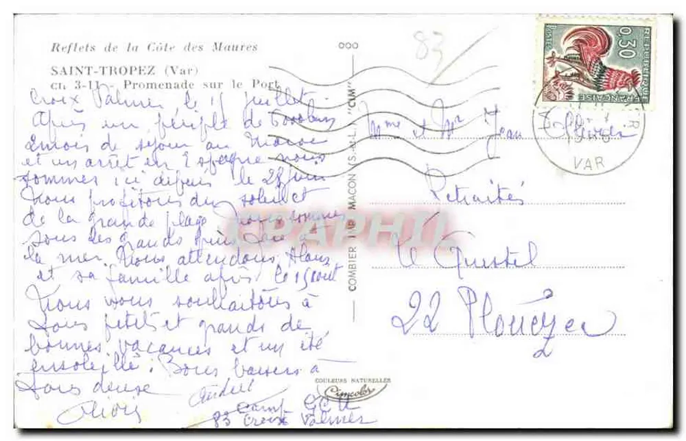 Saint-Tropez (Var) — Passeggiata sul Porto — Editore: Couleurs Naturelles - Verso