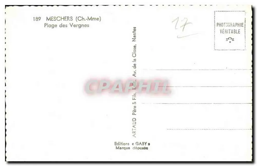 Praia dos Vergnes — Meschers-sur-Gironde — Éditions Gaby, Nantes - Verso