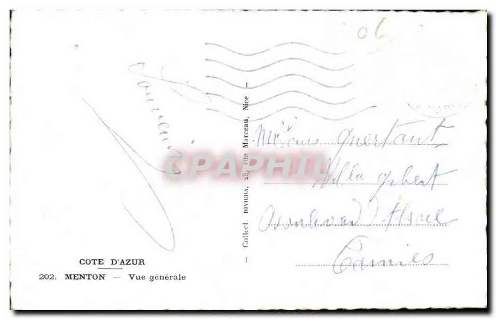 Menton — Vista geral — Costa Azul, 202, editor Collect. nuviera, Nice - Verso