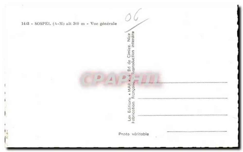 Sospel — Vista geral — Éditions MAR, Nice - Verso