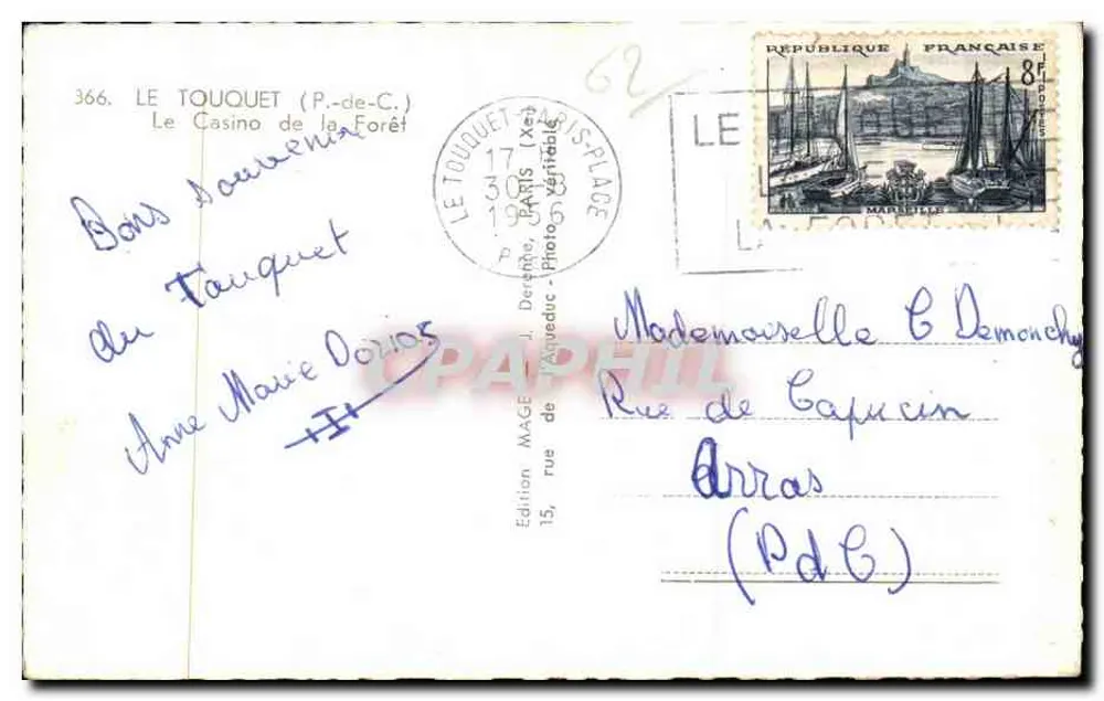 O Casino da Floresta — Le Touquet (P.-de-C.) — Edição MAGE, n° 366 - Verso