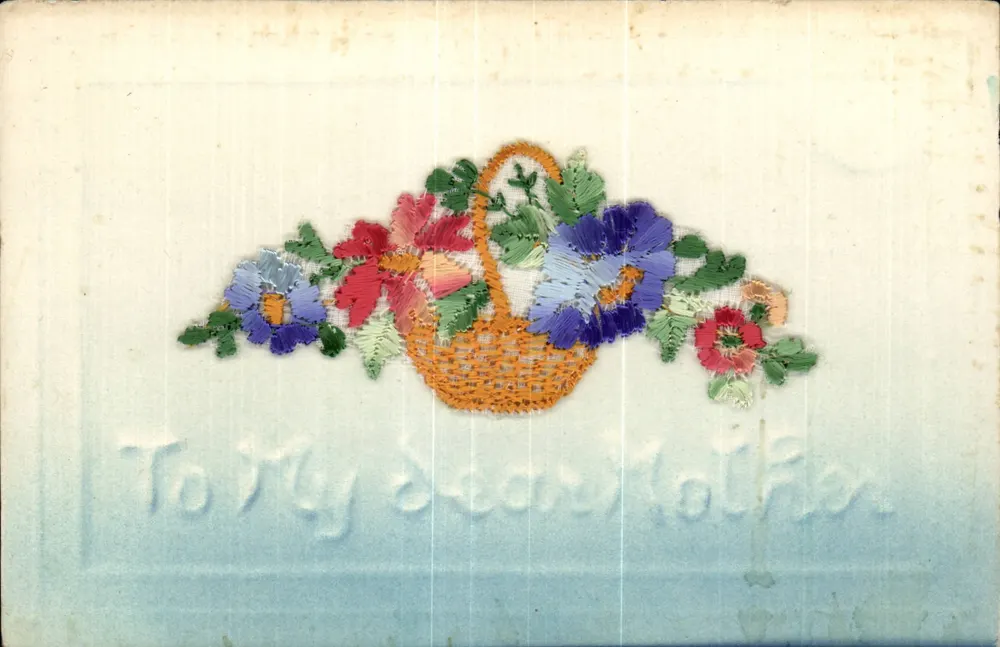 Blumenstrauß aus Stoff — Korb — Karte an die Mutter - Vorderseite