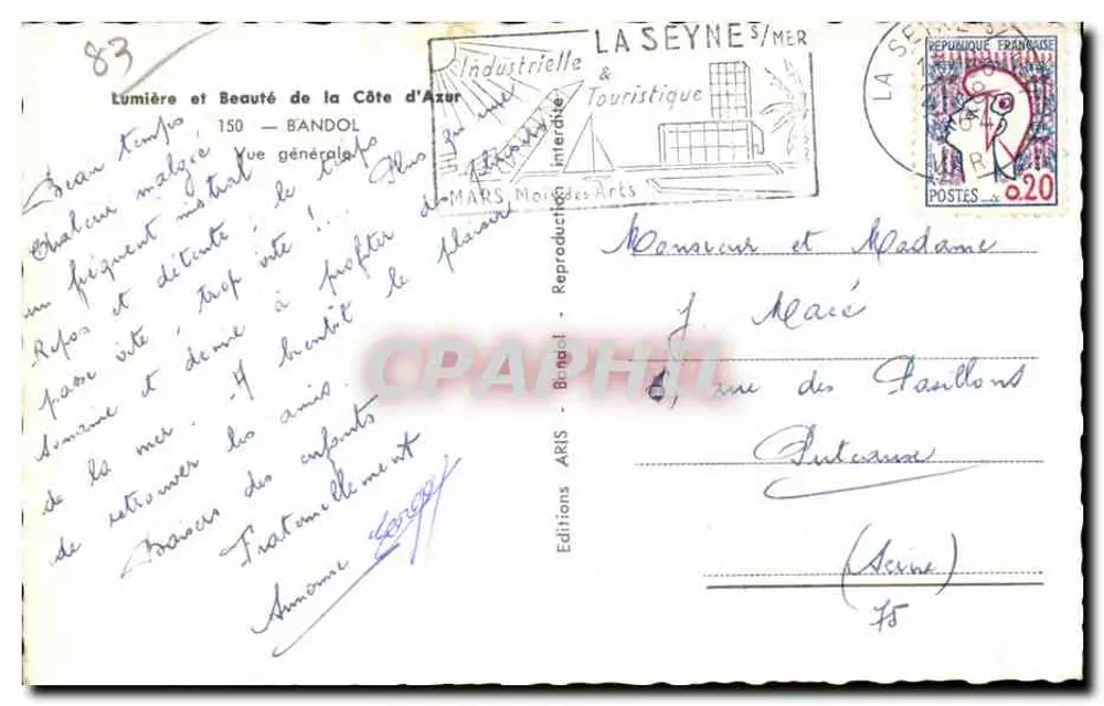 Visão de Bandol — La Seyne-sur-Mer — Edições ARIS - Verso