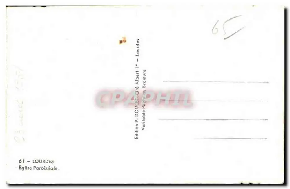 Igreja Paroquial de Lourdes — Cité Albert 1er — Edição P. DOUCET - Verso