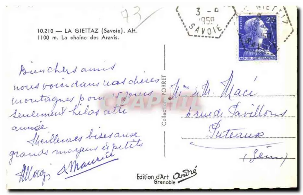 La Giettaz (Savoie) — 1100 m. — Edição d'Art André, Grenoble - Verso