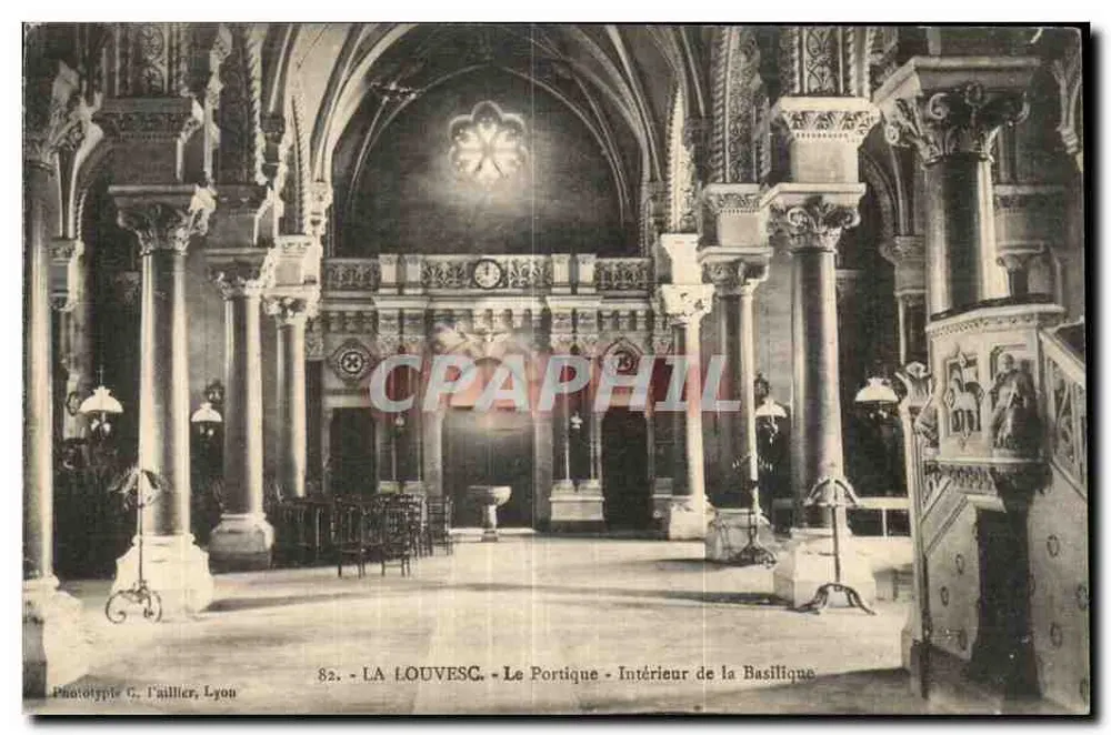 La Louvesc - Der Portikus - Innenansicht der Basilika — Phototypie G. l'Allier, Lyon, n°82 - Vorderseite