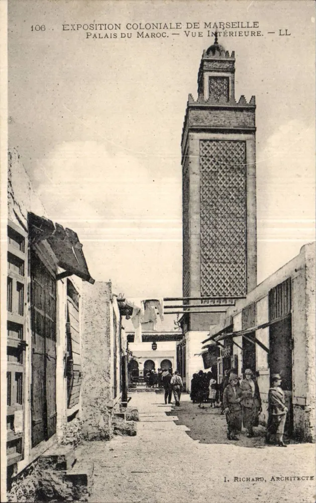 Kolonialausstellung in Marseille — Palast des Marokko — Innenansicht — I. Richard, Architekt - Vorderseite