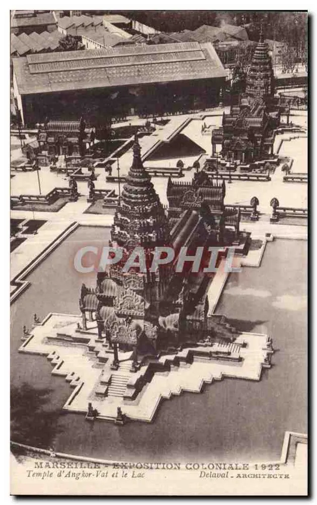 Templo de Angkor-Vat e o Lago — Exposição Colonial 1922 — Delaval, Arquiteto - Frente