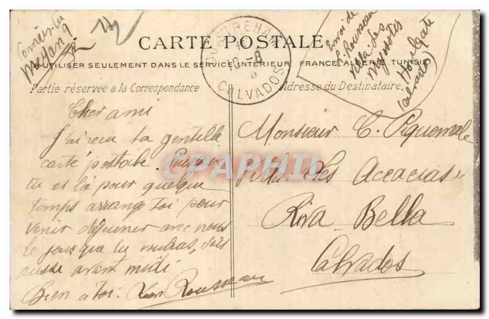 Dives-sur-Mer (Calvados) — View of the Hotel Juillaume-le-Conquérant — J. Bréchet, Caen (déposé) - Verso