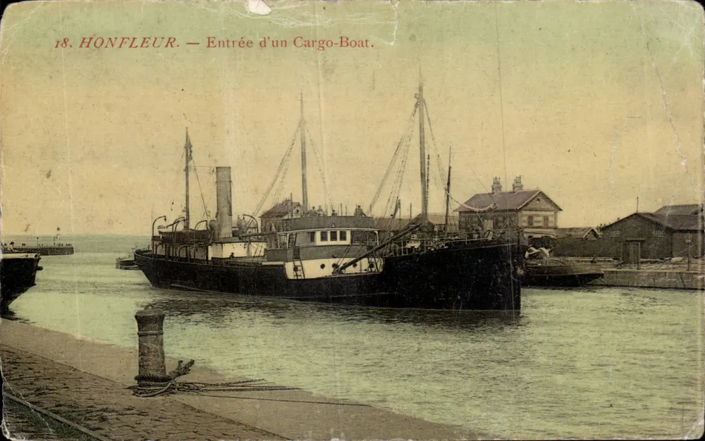 Honfleur — Entrada de um Cargo-Boat — Editor desconhecido, n° 18 - Frente