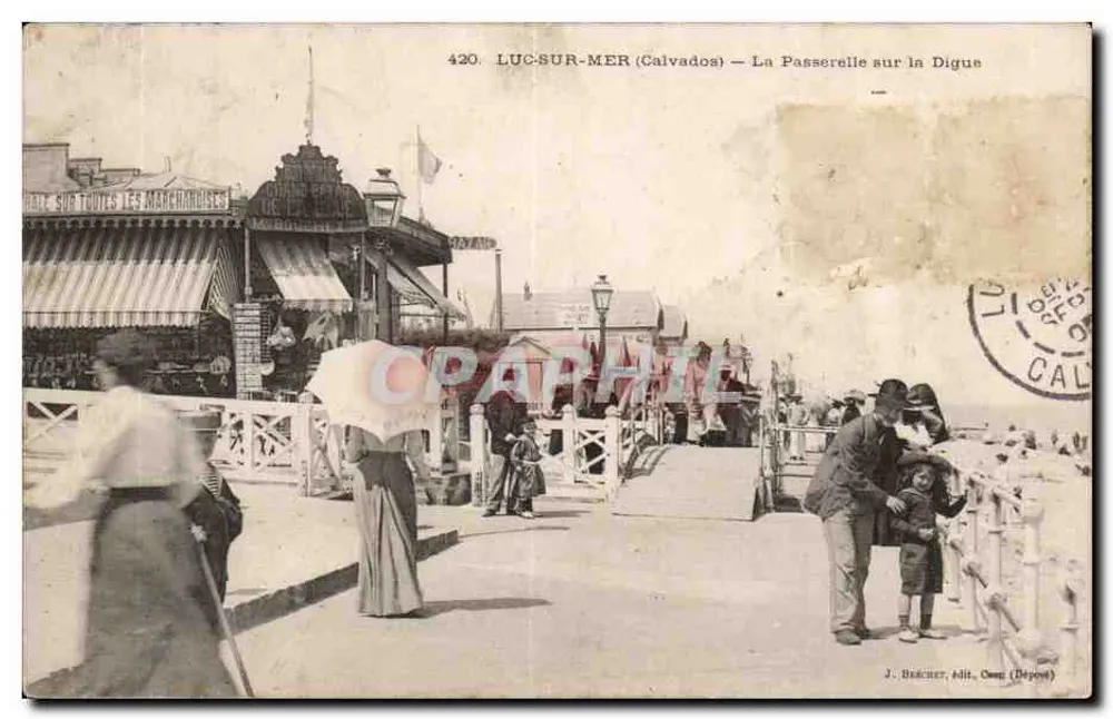 Luc-sur-Mer (Calvados) — A Ponte sobre a Digue — J. Beucher, editor (Deppes) - Frente