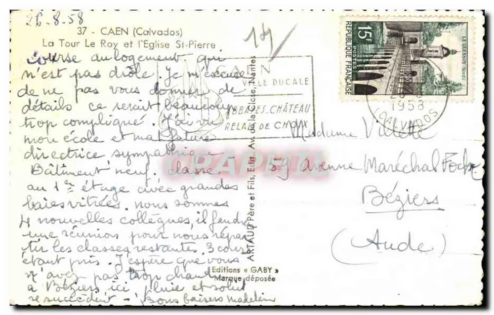 Caen — Die Tour Le Roy und die Kirche Saint-Pierre — Éditions Gaby - Rückseite