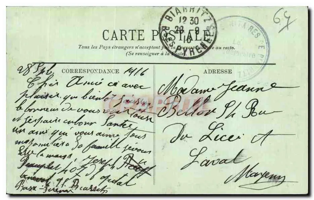 Biarritz — O Palácio Bellevue — LL. n°159 - Verso