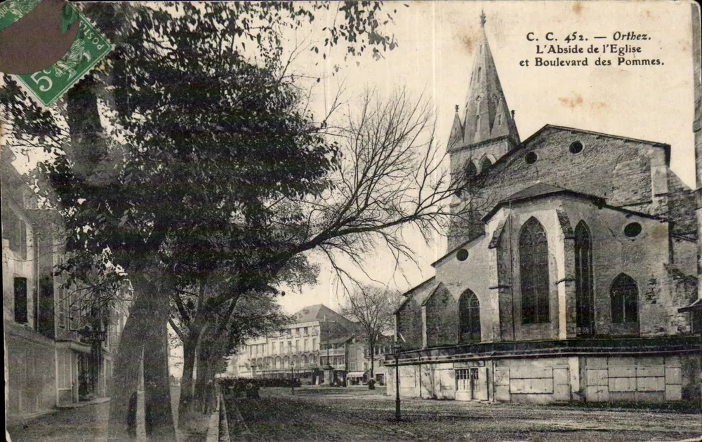 Orthez — L'Abside de l'Église et Boulevard des Pommes — C.C. 452 - Vorderseite