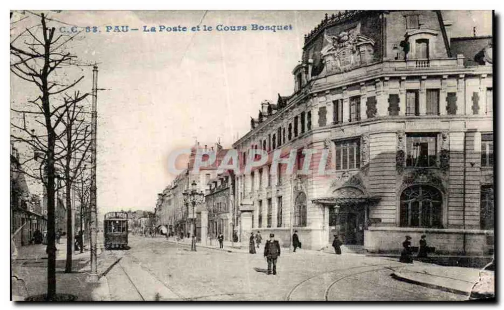 Pau — Poczta i Aleja Bosquet — Carrarrache, wydawca, Pau - Awers
