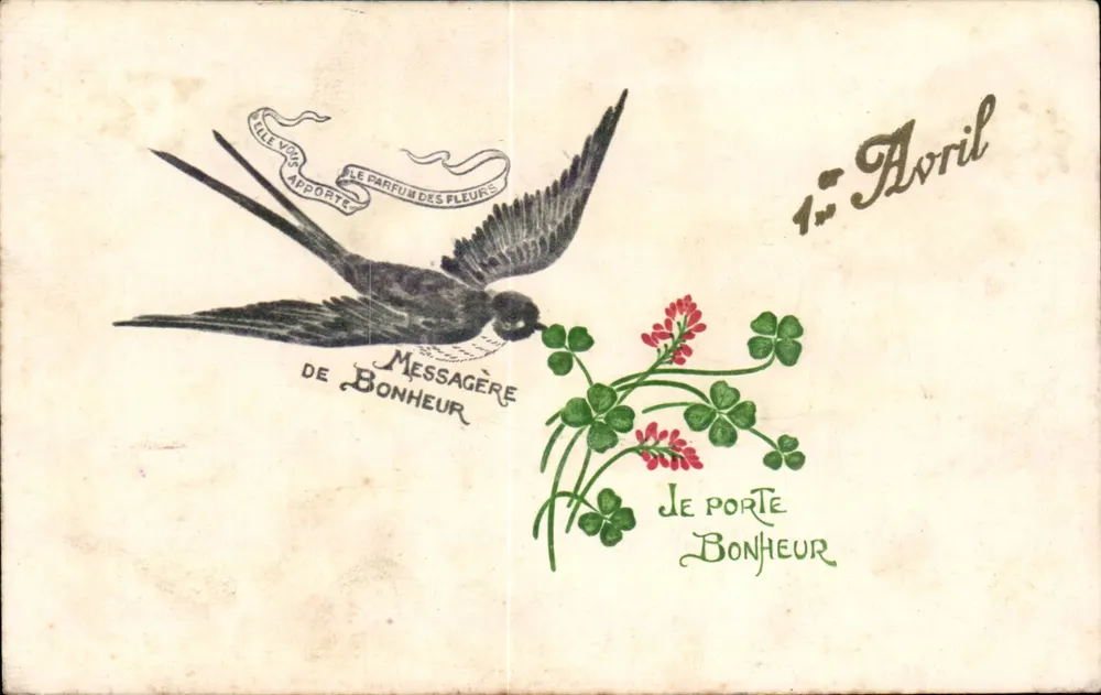 Glückbringer Vogel — 1. April — unbekannter Verleger - Vorderseite
