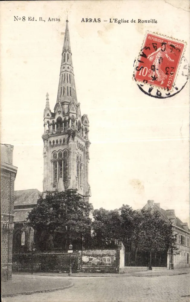 Arras — A Igreja de Ronville — Ed. B., Arras, n°8 - Frente