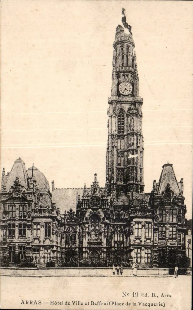 Arras — Rathaus und Glockenturm (Place de la Vacquerie) — Ed. B., Arras, Nr. 19 - Vorderseite