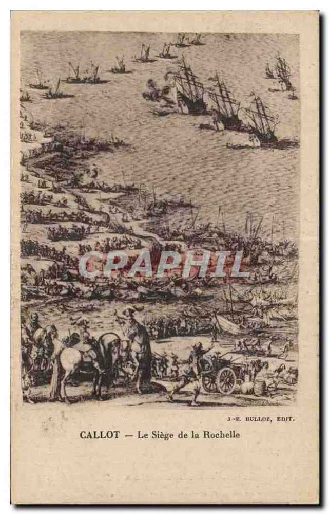 O Cerco de La Rochelle — gravura de Callot — edição J.-E. Hulloz - Frente