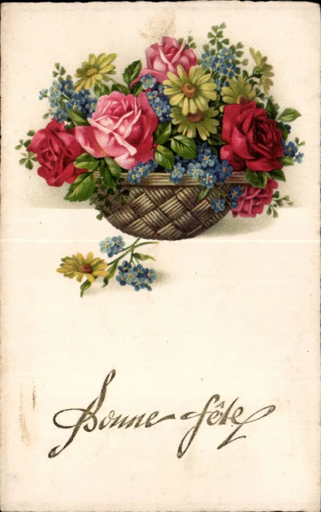 Blumenstrauß aus Rosen und Blumen — Feierliche Ansichtskarte — CP 58 - Vorderseite