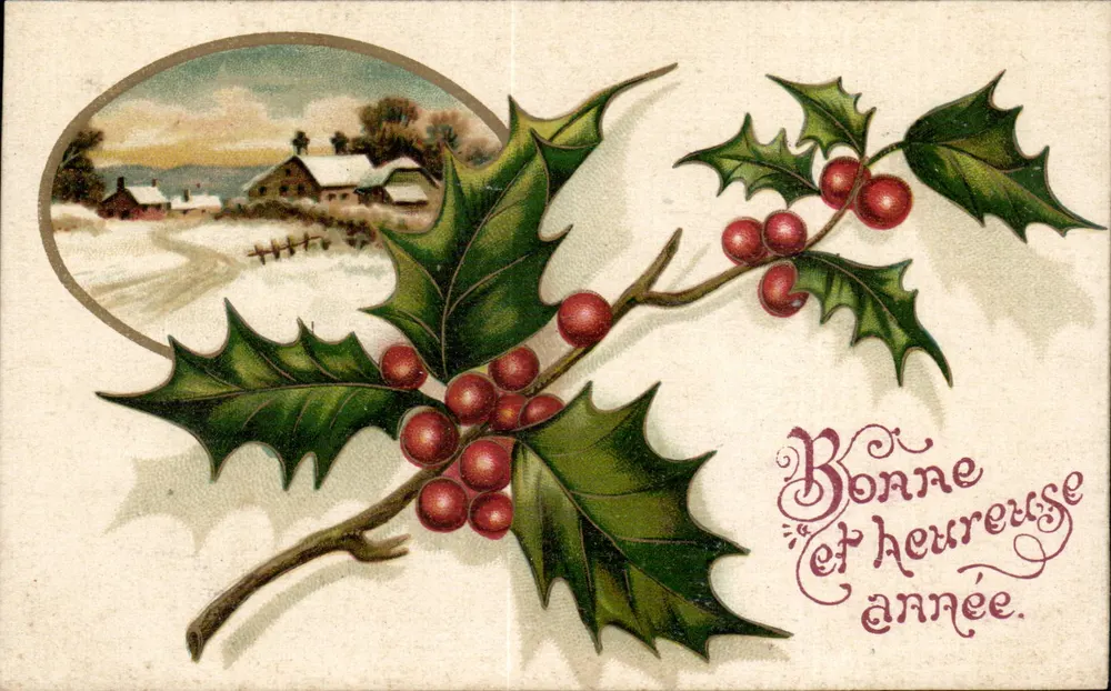 Eibe und Winterlandschaft — Frohe Weihnachten. — TRADE MARK. 694 - Vorderseite