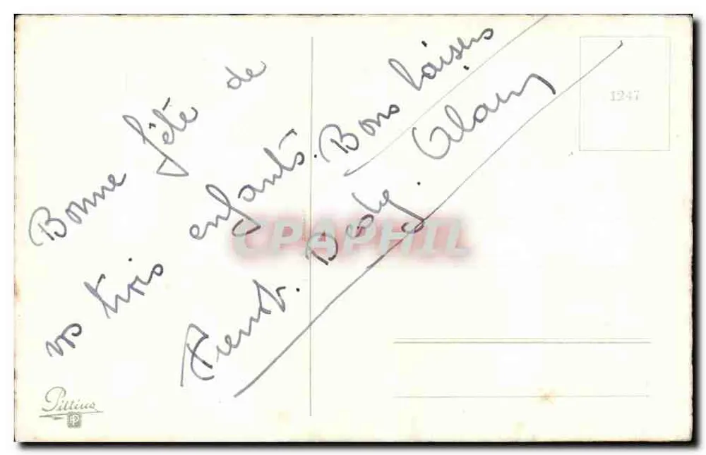 Arranjo de rosas e flores azuis — Vive Ste Marie — editor Piltius, número de série não visível - Verso