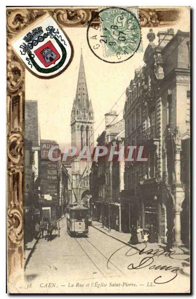 Caen — La Rue et l'Église Saint-Pierre — L.L. - Recto