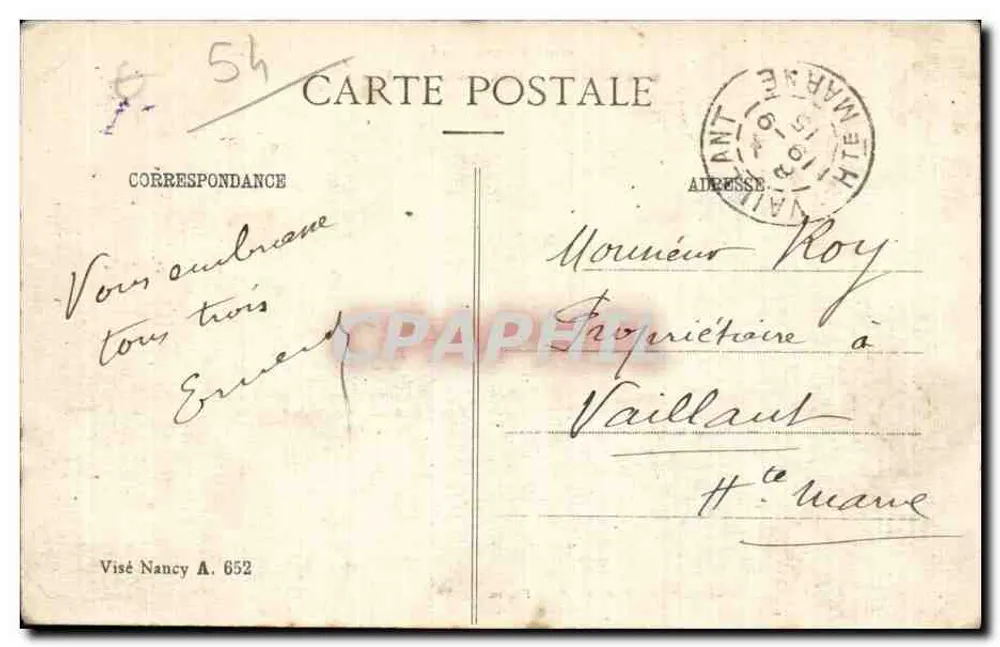Gerbéviller-la-Martyre — Suas Ruínas — Guerra 1914-1915 - Verso