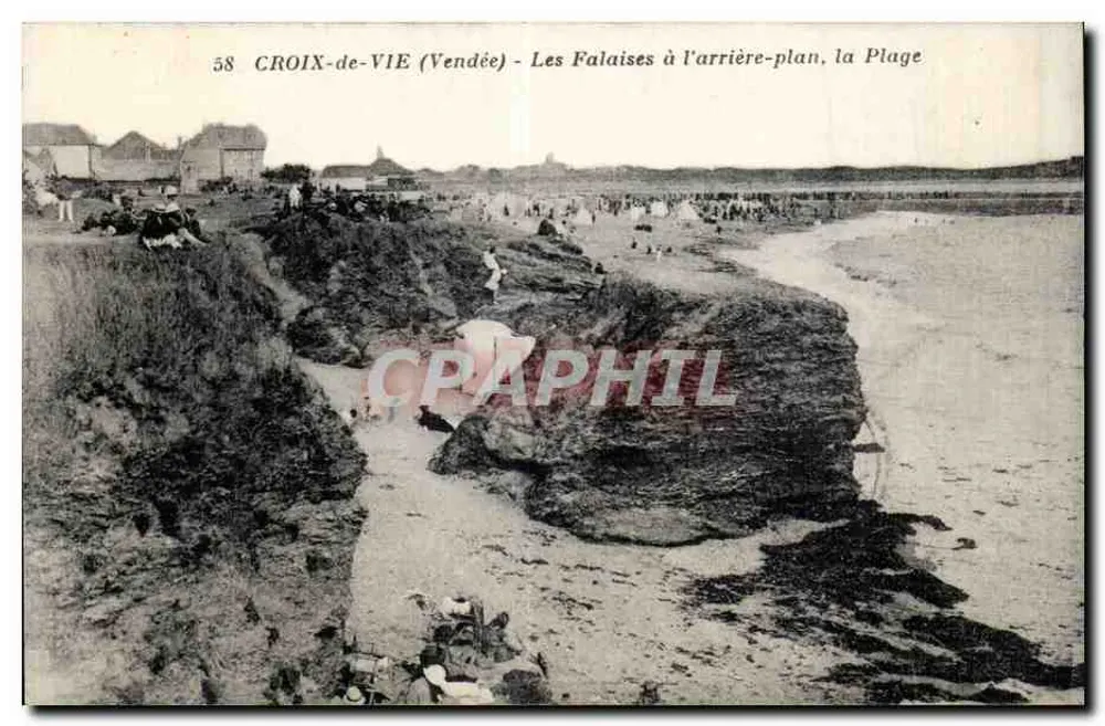 Croix-de-Vie (Vendée) — Die Klippen im Hintergrund, der Strand — Vendée - Vorderseite