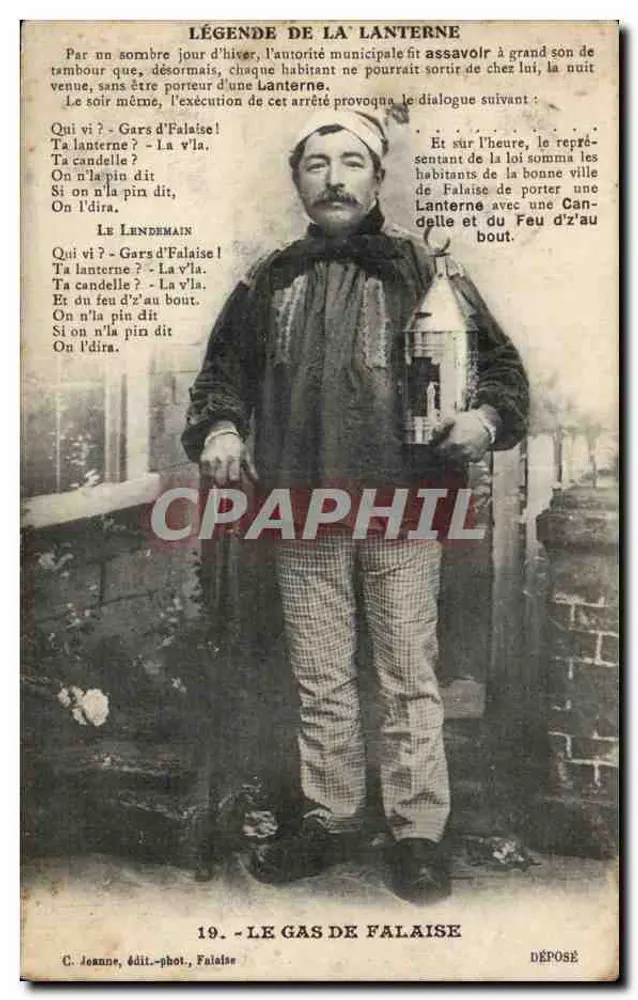 Der Gas von Falaise — Legende der Laterne — C. Jeanne, Verlag-Fotograf, Falaise - Vorderseite