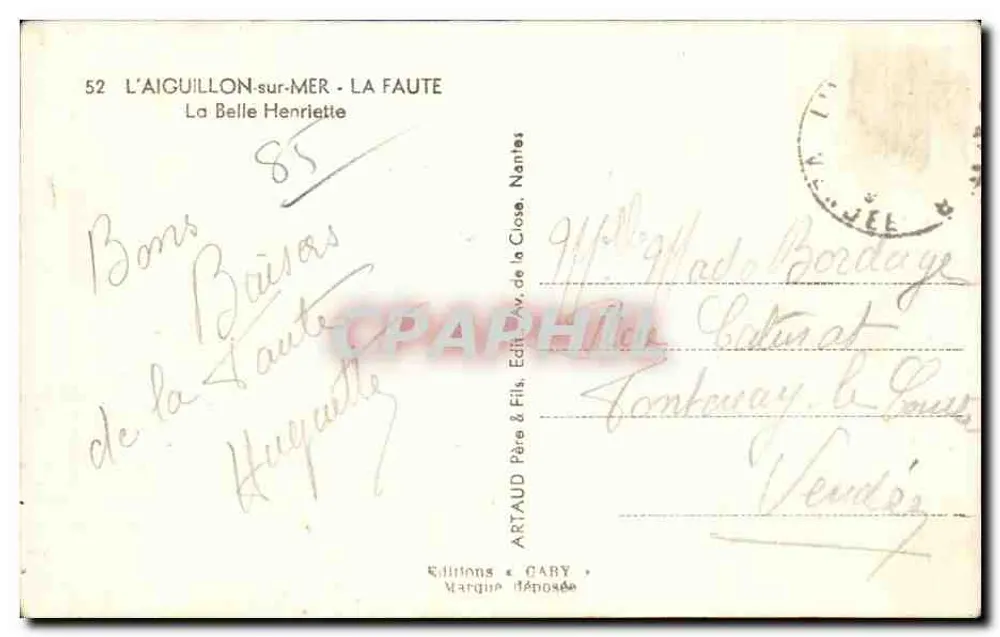 La Faute-sur-Mer — La Belle Henriette — Gaby - Rückseite