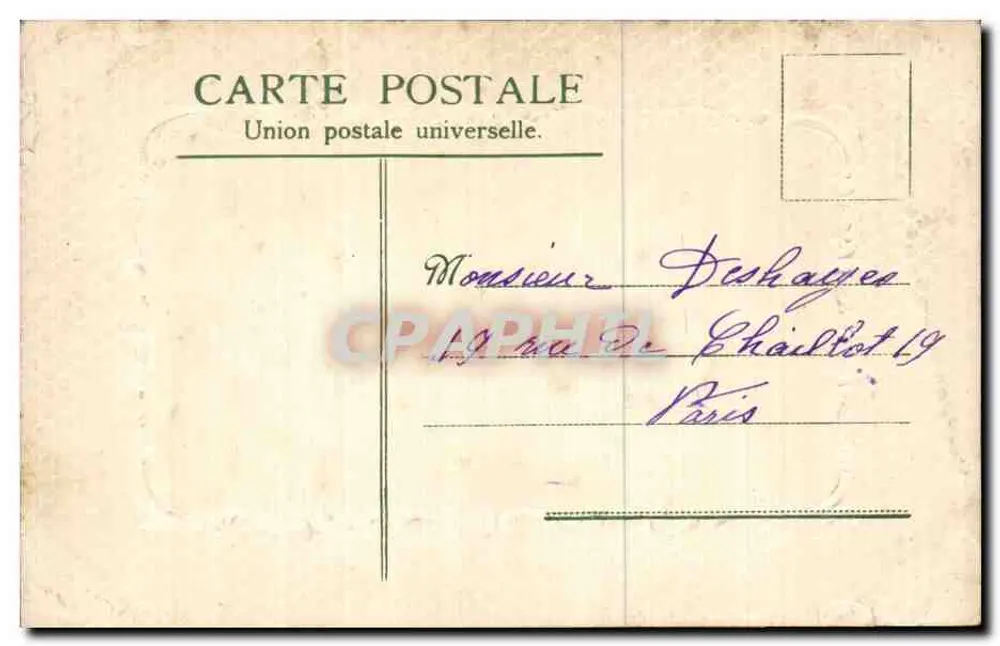 Arranjo de rosas — carta postal com mensagem manuscrita — editor Union postale universelle, número de série não visível - Verso
