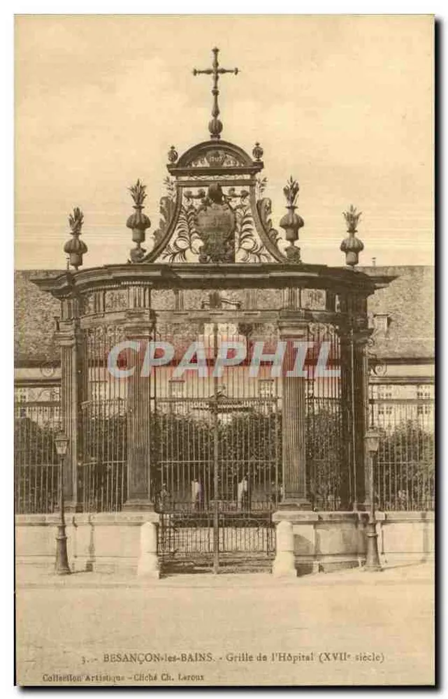 Besançon-les-Bains — Das Gitter des Krankenhauses (17. Jahrhundert) — Künstlerische Sammlung, Foto von Ch. Leroux - Vorderseite