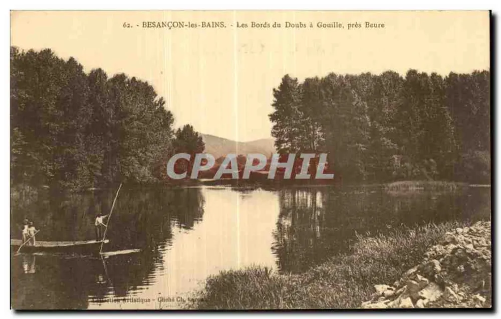 BESANÇON-les-BAINS — Die Ufer des Doubs bei Gouille, nahe Beure — Künstlerische Sammlung, Fotos von Ch. Larrou - Vorderseite