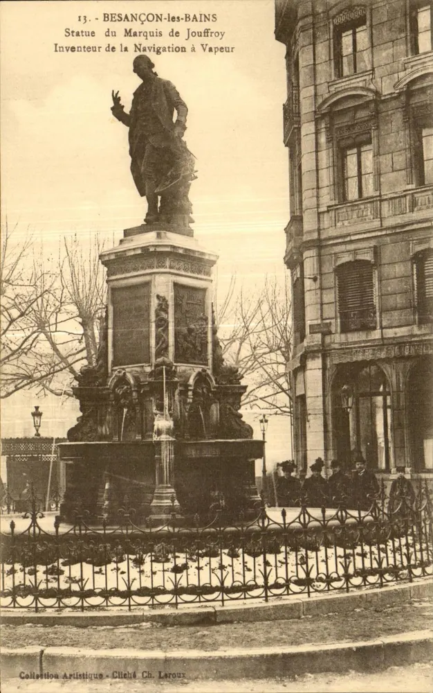 BESANÇON-les-BAINS — Statue des Marquis de Jouffroy, Erfinder der Dampfschifffahrt — Künstlerische Sammlung, Foto von Ch. Leroux - Vorderseite