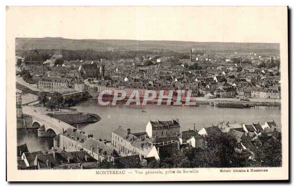 Montereau — Allgemeiner Blick, Aufnahme von Surville — Buchhandlung Maliet in Montereau - Vorderseite