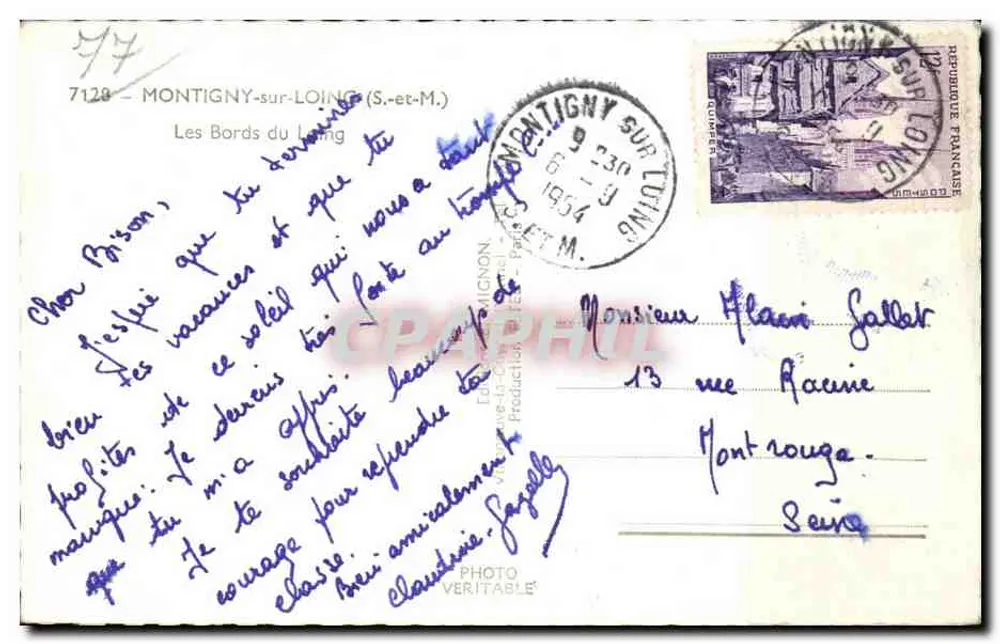 Montigny-sur-Loing — As Margens do Loing — Editor E. Migno - Verso