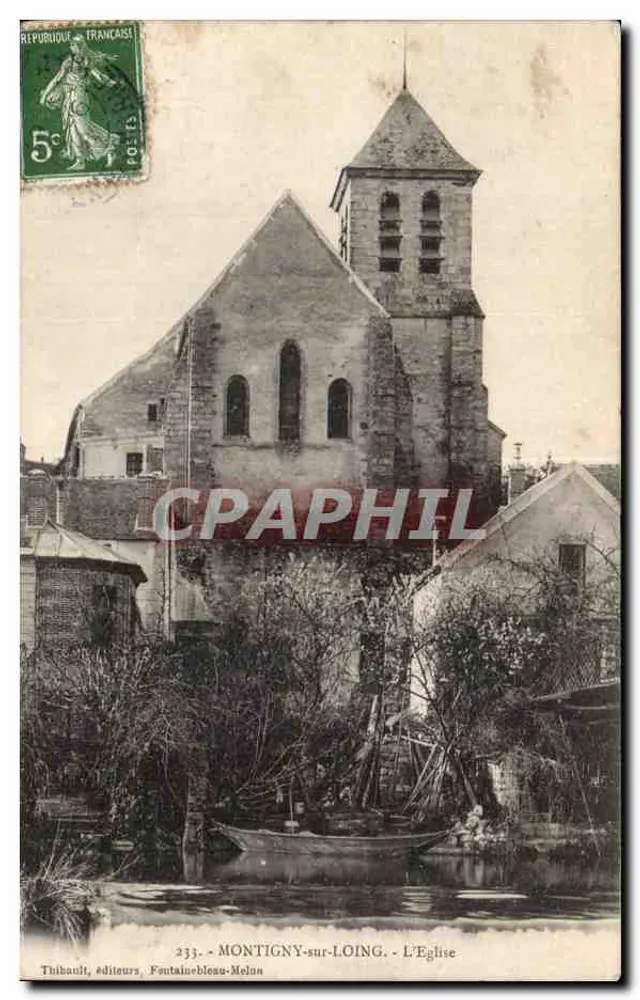 Montigny-sur-Loing — A Igreja — Thibault, editores, Fontainebleau-Meulan, n°233 - Frente