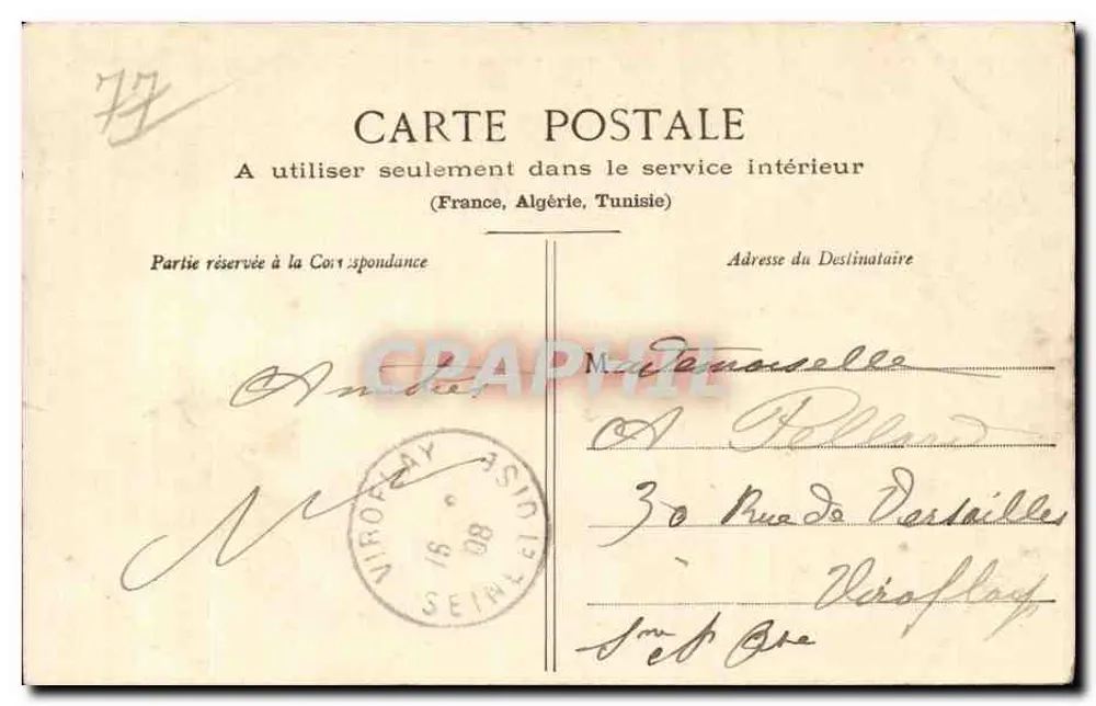 Montigny-sur-Loing — A Igreja — Thibault, editores, Fontainebleau-Meulan, n°233 - Verso
