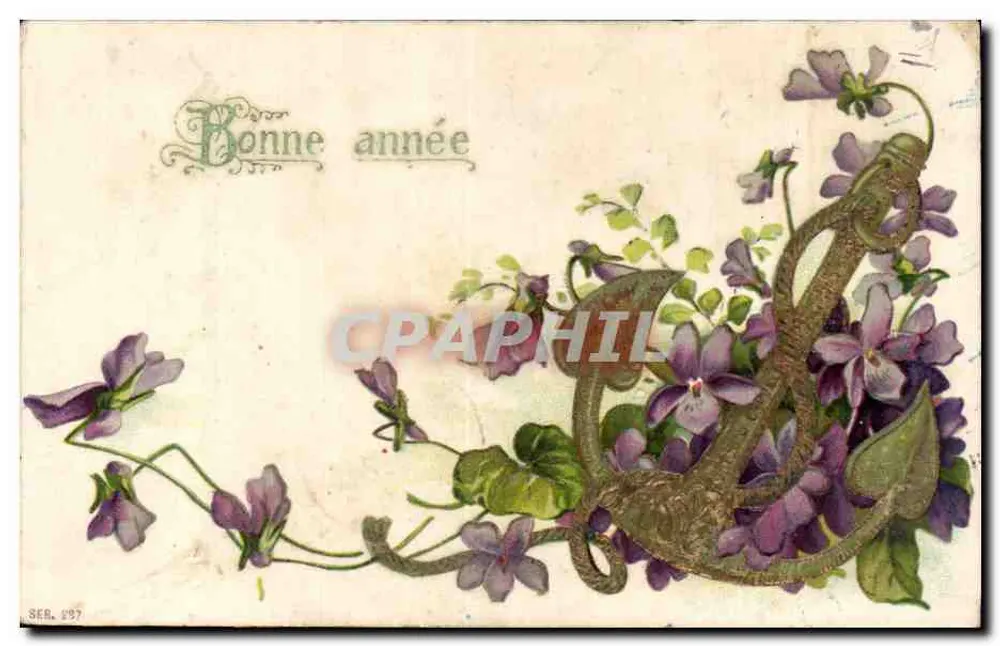 Ancoragem e violetas — Boa Ano — SER. 297 - Frente