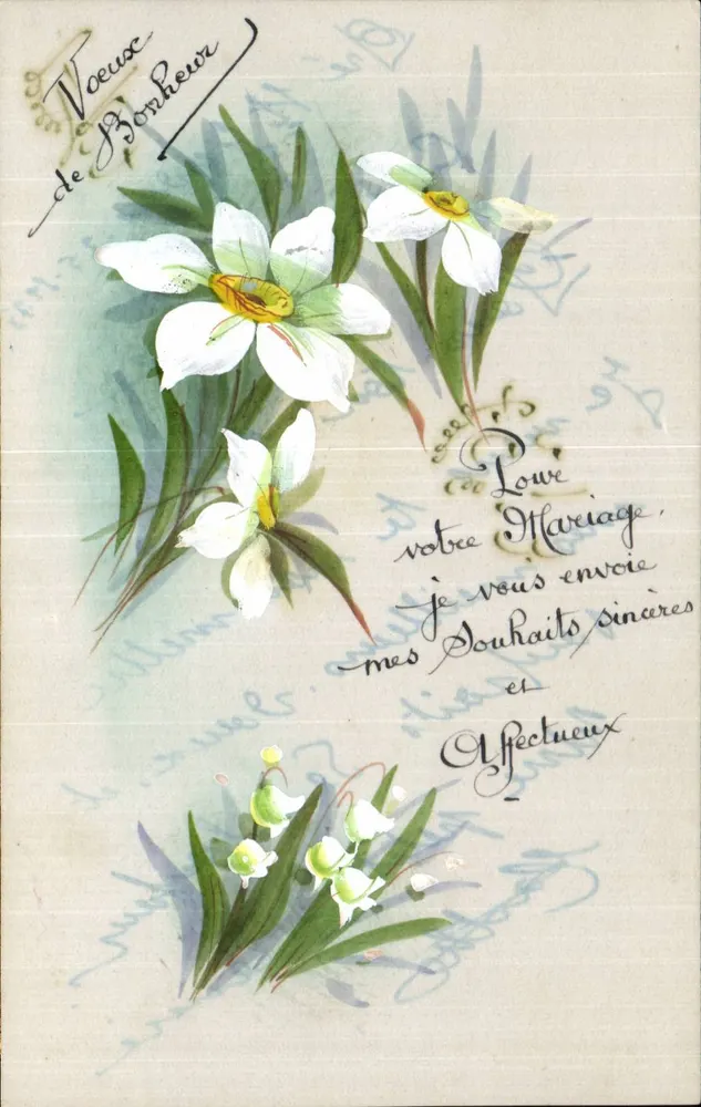Flores de primavera — Desejos de felicidade e casamento — Carte postale illustrée - Frente