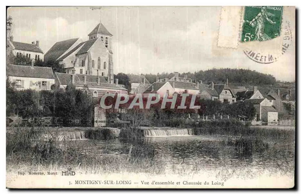 Montigny-sur-Loing — Gesamtaufnahme und Chaussée du Loing — Imp. Moderne, Moret - Vorderseite